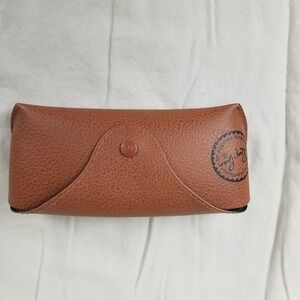 Ray-Ban Sunglasses Case Unisex Brown Excellent Snap Closure Faux Leather